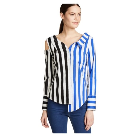 Walter Baker Tops - Walter Baker Medium M/L Asymmetrical Button Down Cold Shoulder Long Sleeve Shirt